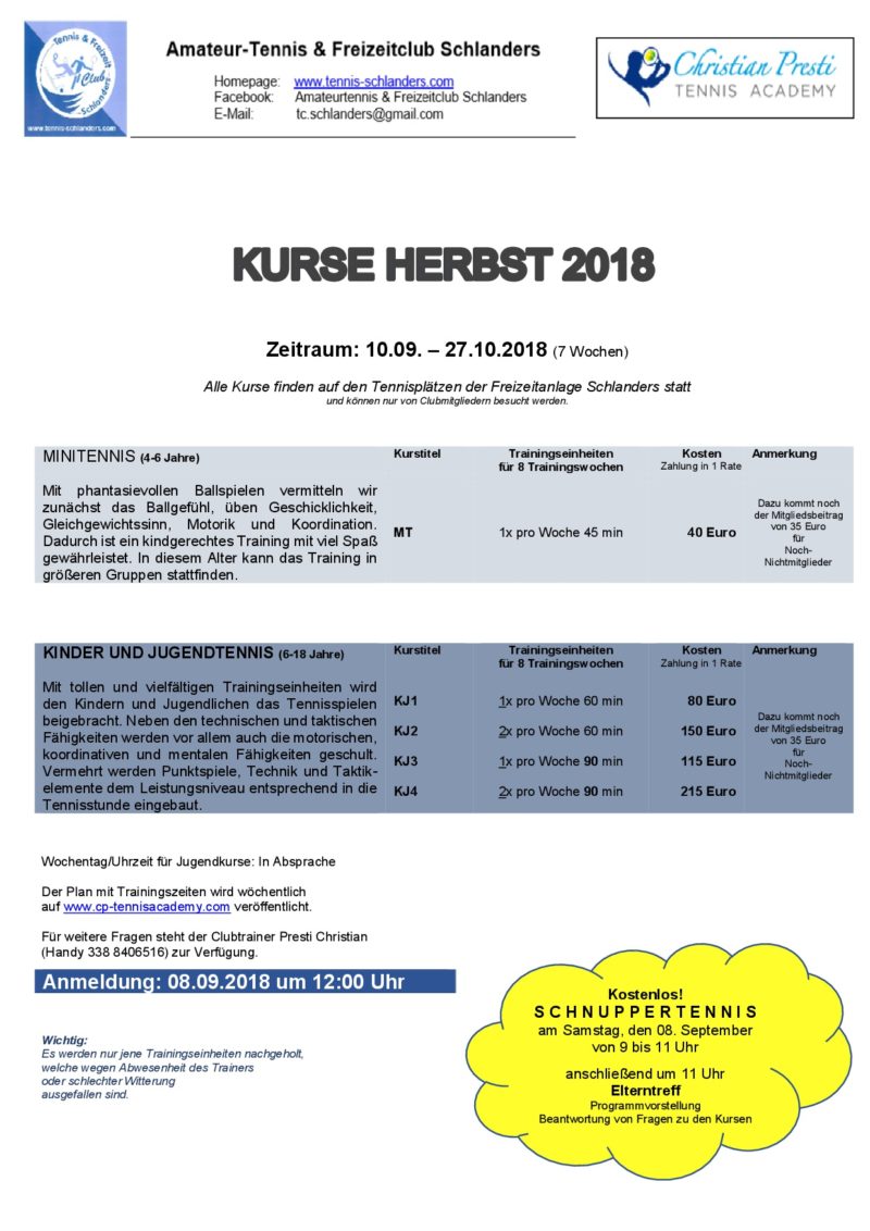 2018 03 Herbstkurse Plakat