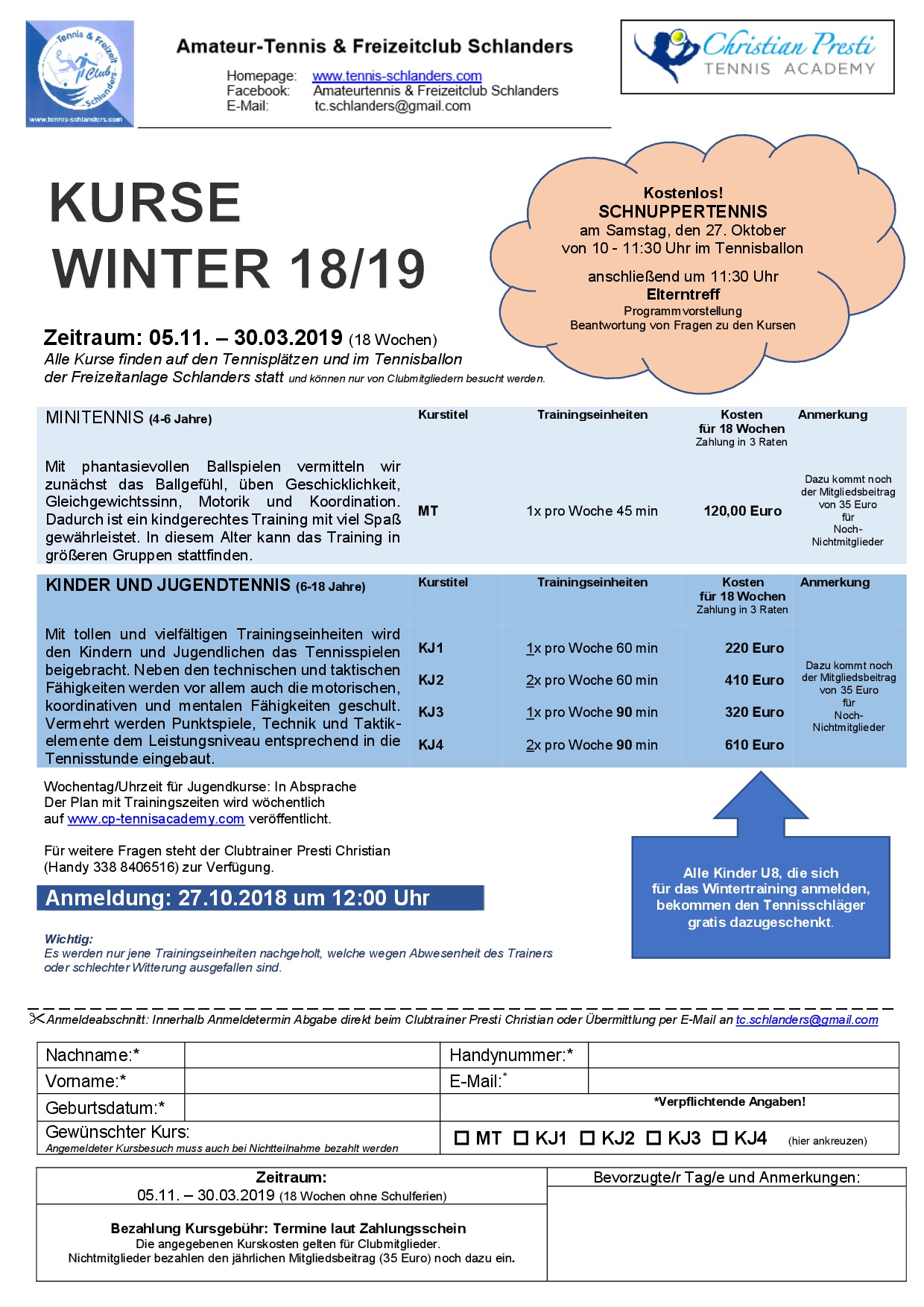 09 Wintertraining 2018-2019 Flyer