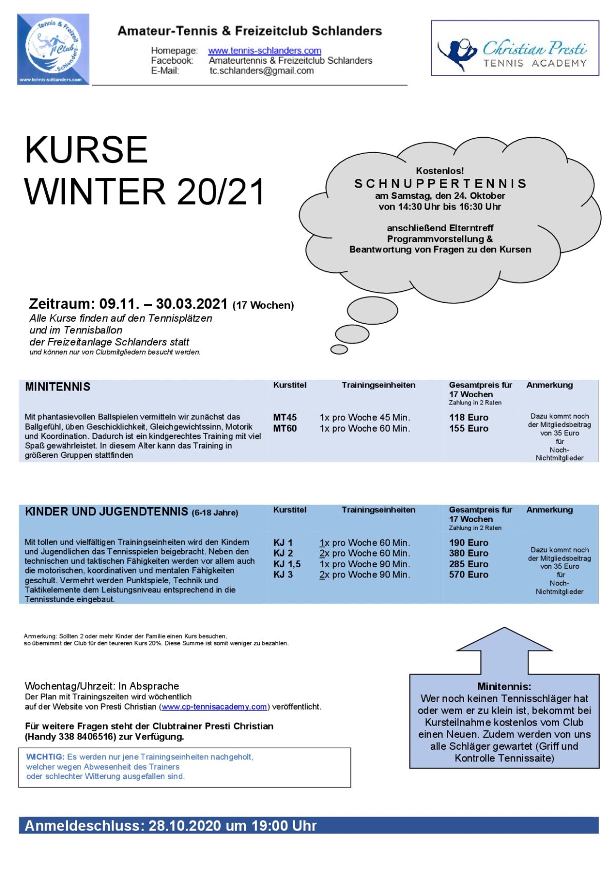 16 Plakat Wintertraining 2020-2021