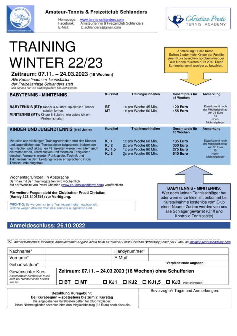 Flyer Wintertraining 2022-23