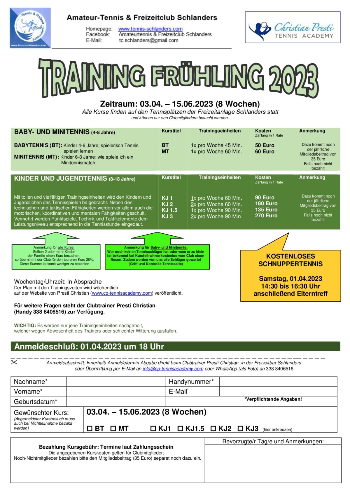 01 Flyer Frühlingstraining 2023